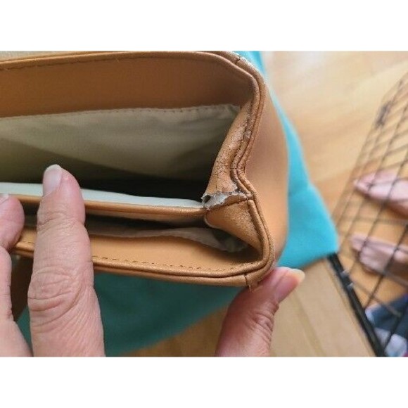 Francine Collection Tan Leather Laptop Brief Case Bag - Picture 8 of 14